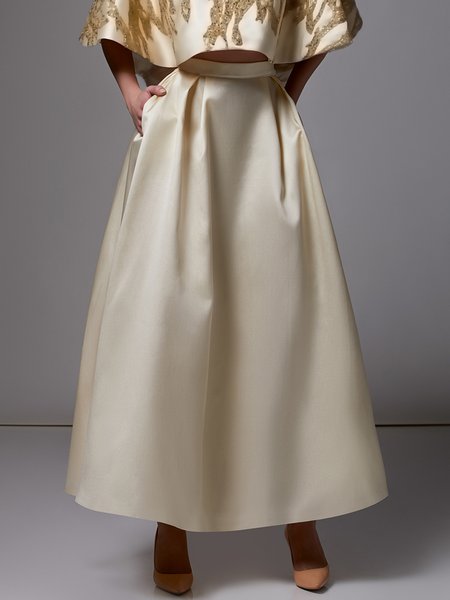 Loose Plain Elegant A-Line Long Skirt, As picture, Skirts