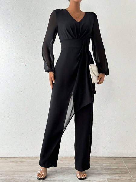 Women Long Sleeve V Neck Loose Long Daily Casual Plain Natural Jumpsuit, Black, Jumpsuits&Rompers
Women Long Sleeve V Neck Loose Long Daily Casual Plain Natural Jumpsuit, Black, Jumpsuits&Rompers