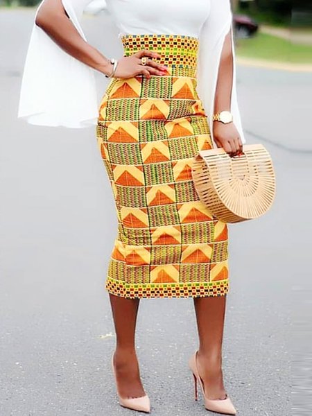 Regular Fit Printing Urban Abstract Skirt, As picture, Skirts