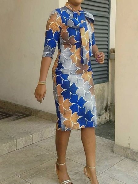 Regular Fit Abstract Graphic Urban Dress, As picture, Midi Dresses