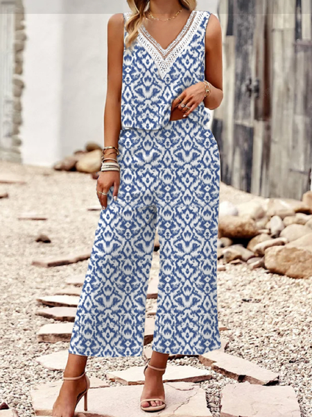 Women Ethnic V Neck Sleeveless Comfy Casual Top With Pants Two-Piece Set, Blue, Sets
Women Ethnic V Neck Sleeveless Comfy Casual Top With Pants Two-Piece Set, Blue, Sets