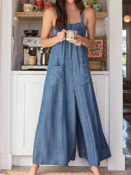 Women Sleeveless Spaghetti Loose Long Daily Casual Plain Natural Jumpsuit, Blue, Jumpsuits&Rompers
Women Sleeveless Spaghetti Loose Long Daily Casual Plain Natural Jumpsuit, Blue, Jumpsuits&Rompers