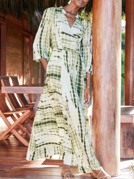 Women Tie-Dye Pattern V Neck Three Quarter Sleeve Comfy Vacation Maxi Dress, Green, Dresses
Women Tie-Dye Pattern V Neck Three Quarter Sleeve Comfy Vacation Maxi Dress, Green, Dresses