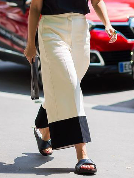 Urban Loose Color Block Pants Ankle Pants, As picture, Pants