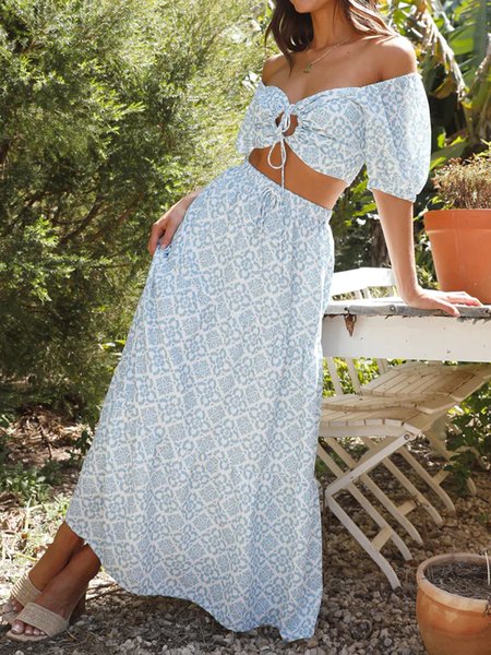Women Leaf Shirt Collar Short Sleeve Comfy Casual Top With Pants Two-Piece Set, Blue, Maxi
Women Leaf Shirt Collar Short Sleeve Comfy Casual Top With Pants Two-Piece Set, Blue, Maxi