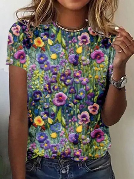 Women's Short Sleeve Tee T-shirt Summer Floral Crew Neck Casual Top, Multicolor, T-Shirts
Women's Short Sleeve Tee T-shirt Summer Floral Crew Neck Casual Top, Multicolor, T-Shirts