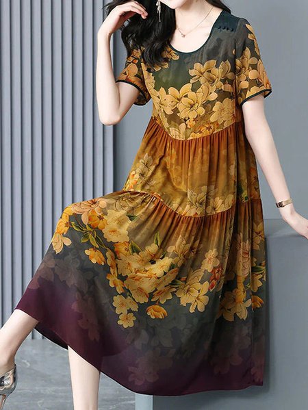 Women Floral Crew Neck Short Sleeve Comfy Casual Maxi Dress, Multicolor, Midi
Women Floral Crew Neck Short Sleeve Comfy Casual Maxi Dress, Multicolor, Midi