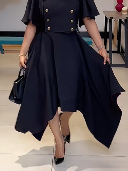 Plain Regular Fit Urban Midi Skirt, Black, Skirts