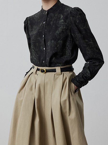 Urban Regular Fit Regular Sleeve Tencel Fiber Blouse, Black, Blouses and Shirts