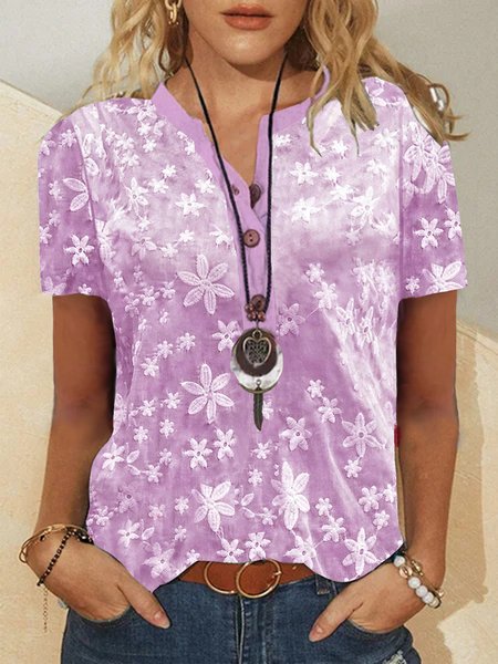 

Buttoned Simple Plain Blouse, Purple, Shirts & Blouses