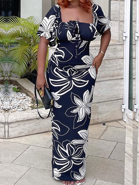 Medium Elasticity Regular Fit Square Neck Short Sleeve Elegant Maxi Dress, Black, Maxi Dresses
Medium Elasticity Regular Fit Square Neck Short Sleeve Elegant Maxi Dress, Black, Maxi Dresses