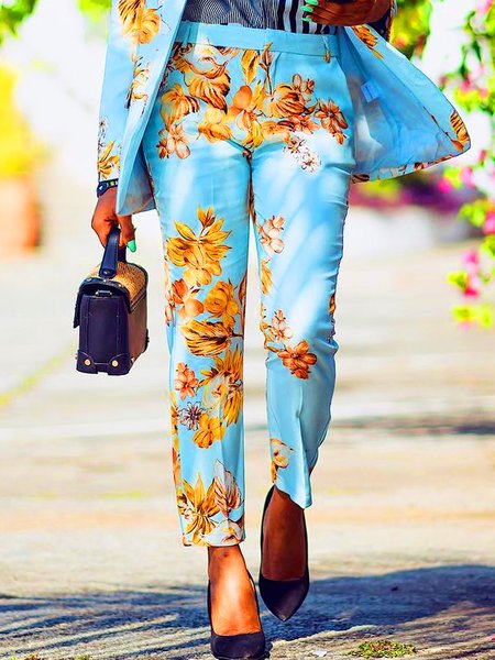 Urban Printing Regular Fit Floral Pants, As picture, Pants