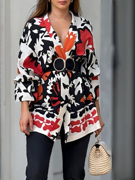 

Long Sleeve Others Loose Vacation Floral Kimono, As picture, Kimonos