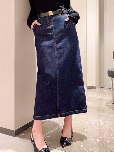 Washing Process Urban Denim Regular Fit Skirt, Blue, Denim Skirts