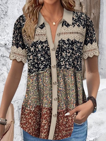 Women's Short Sleeve Shirt Summer Floral Jersey Shirt Collar Holiday Going Out Casual Top Black, Shirts & Blouses
Women's Short Sleeve Shirt Summer Floral Jersey Shirt Collar Holiday Going Out Casual Top Black, Shirts & Blouses