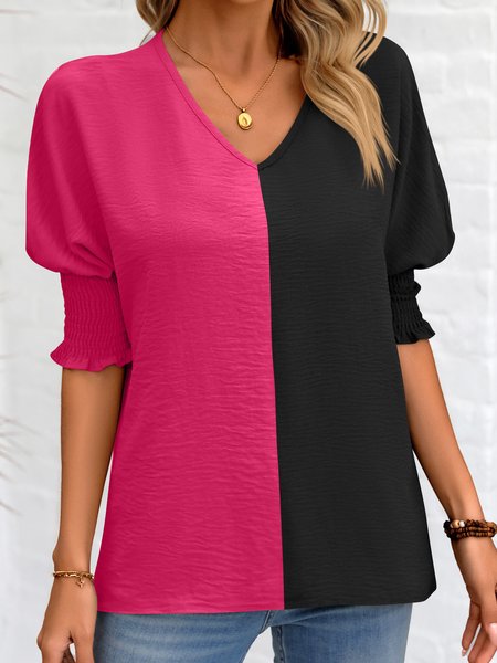 V Neck Half Sleeve Color Block Regular Micro-Elasticity Loose Shirt For Women, Color7, Blouses
V Neck Half Sleeve Color Block Regular Micro-Elasticity Loose Shirt For Women, Color7, Blouses
