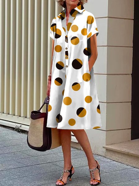 

Urban Loose Polka Dots Printing Dress, As picture, Midi Dresses