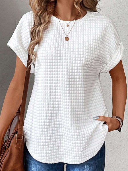 Crew Neck Short Sleeve Plain Regular Micro-Elasticity Regular Fit Shirt For Women, White, Blouses
Crew Neck Short Sleeve Plain Regular Micro-Elasticity Regular Fit Shirt For Women, White, Blouses