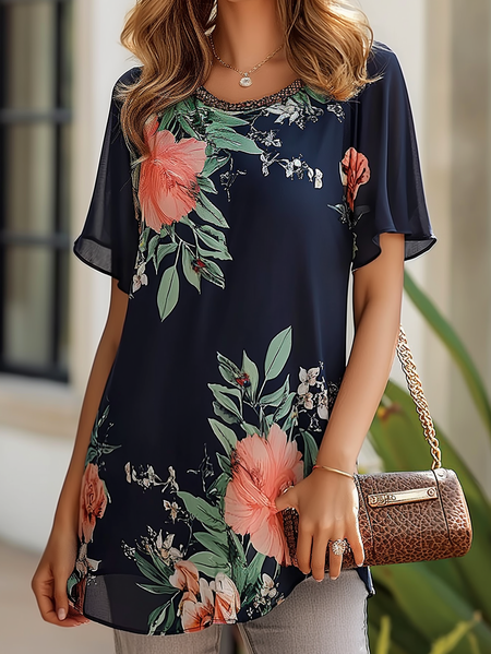 Loose Ruffled Sleeves Flouncing Casual Crew Neck Shirt, Deep blue, Shirts & Blouses
Loose Ruffled Sleeves Flouncing Casual Crew Neck Shirt, Deep blue, Shirts & Blouses