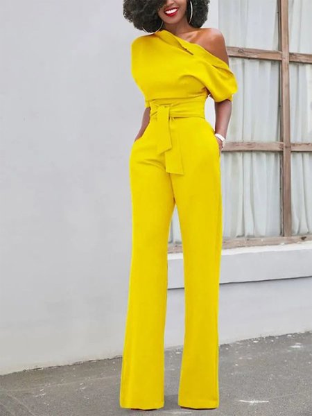 

Regular Fit Urban Plain Jumpsuit, Yellow, Jumpsuits