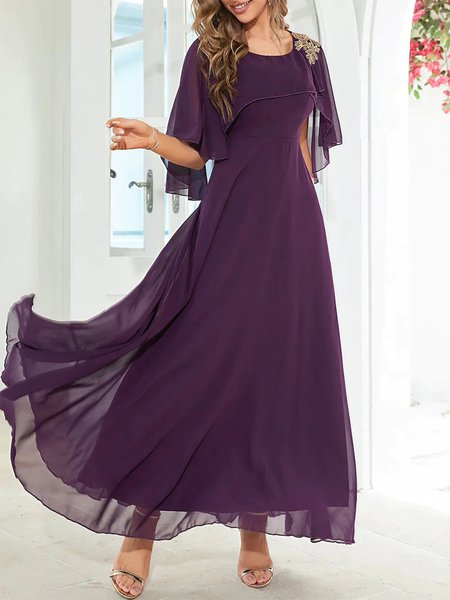 

Flouncing Elegant Loose Chiffon Dress, Purple, Dresses