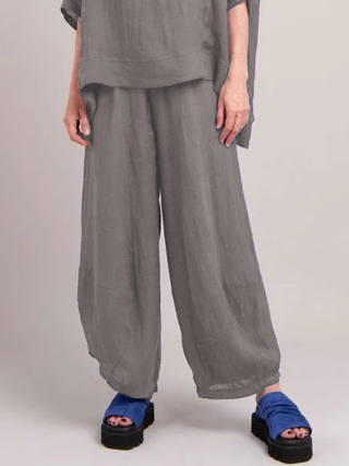 

Cotton Casual Plain Pants, Gray, Pants
