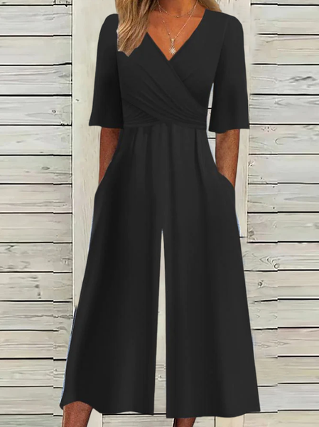 Women Short Sleeve V Neck Loose Long Buckle Daily Casual Plain Natural Jumpsuit, Black, Jumpsuits&Rompers
Women Short Sleeve V Neck Loose Long Buckle Daily Casual Plain Natural Jumpsuit, Black, Jumpsuits&Rompers