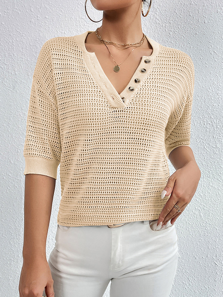 V Neck Short Sleeve Plain Buckle Regular Micro-Elasticity Loose Shirt For Women, Apricot, Blouses
V Neck Short Sleeve Plain Buckle Regular Micro-Elasticity Loose Shirt For Women, Apricot, Blouses