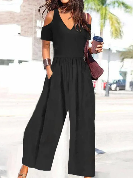 Women Short Sleeve V Neck Loose Ankle Pants Daily Casual Plain Natural Jumpsuit, Black, Jumpsuits&Rompers
Women Short Sleeve V Neck Loose Ankle Pants Daily Casual Plain Natural Jumpsuit, Black, Jumpsuits&Rompers