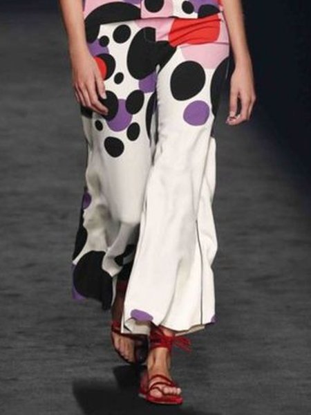 Printing Loose Casual Polka Dots Pants, As picture, Pants