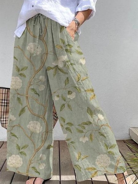Women's Elastic Waist H-Line Wide Leg Pants Daily Pant Green Casual Drawstring Floral Spring/Fall Pant, Pants
Women's Elastic Waist H-Line Wide Leg Pants Daily Pant Green Casual Drawstring Floral Spring/Fall Pant, Pants