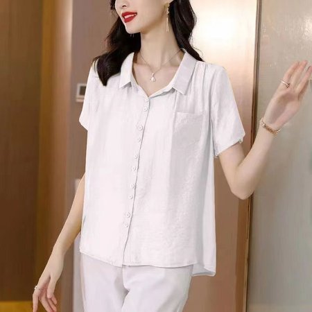 

Cotton Shawl Collar Casual Blouse, White, Blouses & Shirts