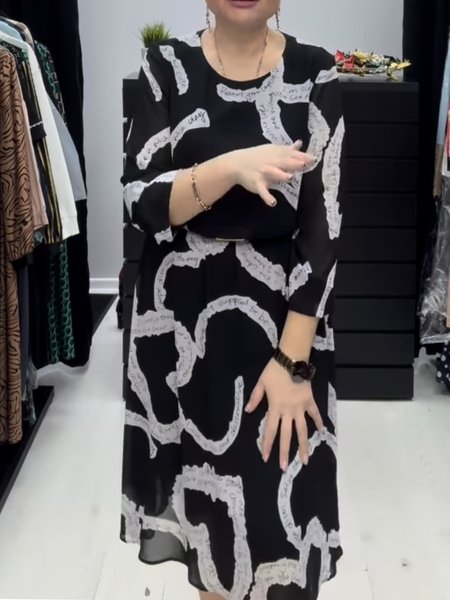 Women Abstract Crew Neck Short Sleeve Comfy Casual Buckle Midi Dress, Black, Dresses
Women Abstract Crew Neck Short Sleeve Comfy Casual Buckle Midi Dress, Black, Dresses