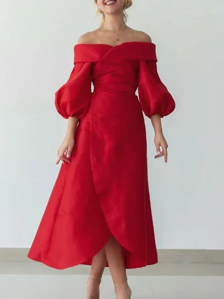 Cold Shoulder Elegant Plain Regular Fit Dress, Red, Maxi Dresses
Cold Shoulder Elegant Plain Regular Fit Dress, Red, Maxi Dresses