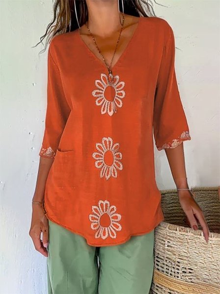 Women's Half Sleeve Cotton Tunic Blouse Summer Embroidered Cotton Orange V Neck Top, Shirts & Blouses
Women's Half Sleeve Cotton Tunic Blouse Summer Embroidered Cotton Orange V Neck Top, Shirts & Blouses