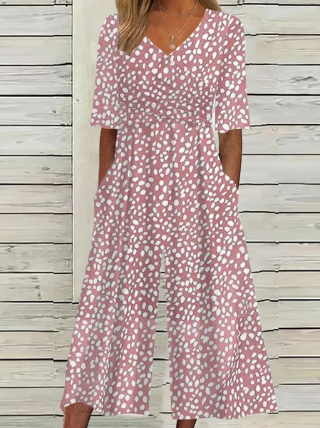 Women's Polka Dots V Neck Short Sleeve Casual Summer Jumpsuit, Pink, Jumpsuits&Rompers
Women's Polka Dots V Neck Short Sleeve Casual Summer Jumpsuit, Pink, Jumpsuits&Rompers