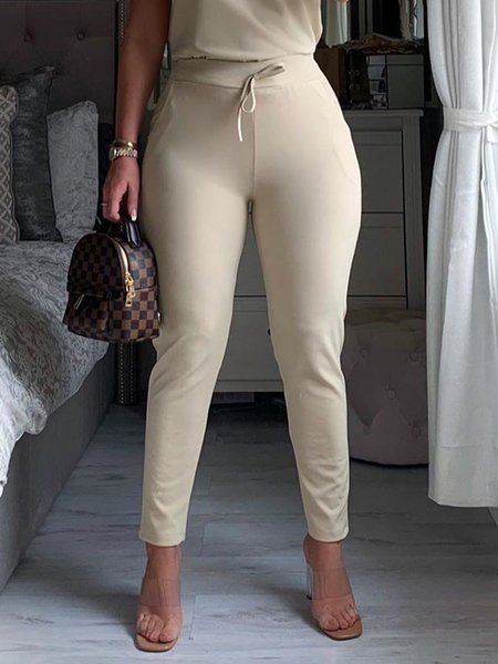 Tight Plain Casual Ankle Pants, As picture, Pants 
Tight Plain Casual Ankle Pants, As picture, Pants