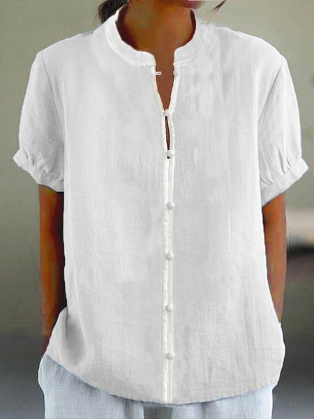 

Casual Cotton Plain Loose Blouse, White, Blouses & Shirts