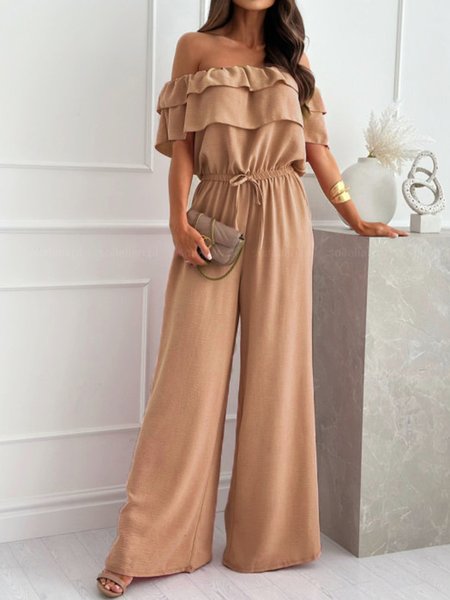 Women Short Sleeve Cold Shoulder Loose Long Daily Casual Plain Natural Jumpsuit, Khaki, Jumpsuits&Rompers
Women Short Sleeve Cold Shoulder Loose Long Daily Casual Plain Natural Jumpsuit, Khaki, Jumpsuits&Rompers