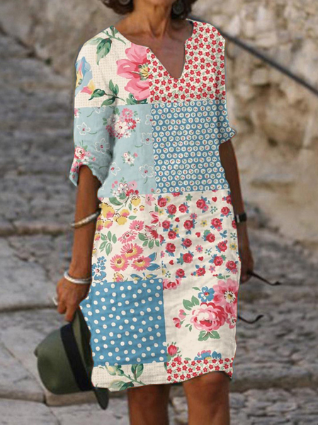 Women Floral Notched Half Sleeve Comfy Casual Midi Dress, Multicolor, Dresses
Women Floral Notched Half Sleeve Comfy Casual Midi Dress, Multicolor, Dresses