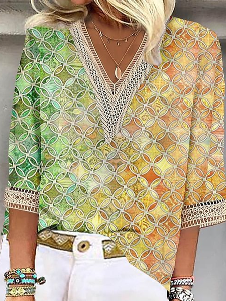 V Neck Short Sleeve Ethnic Lace Regular Loose Shirt For Women, Green, Dresses
V Neck Short Sleeve Ethnic Lace Regular Loose Shirt For Women, Green, Dresses