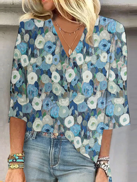 V Neck Half Sleeve Floral Regular Loose Shirt For Women, Multicolor, Blouses
V Neck Half Sleeve Floral Regular Loose Shirt For Women, Multicolor, Blouses