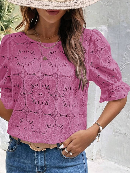 Crew Neck Half Sleeve Plain Regular Loose Shirt For Women, Rose red, Blouses
Crew Neck Half Sleeve Plain Regular Loose Shirt For Women, Rose red, Blouses