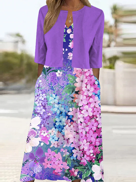 Women Floral V Neck Half Sleeve Comfy Casual Coat With Skirt Two-Piece Set, Purple, Sets
Women Floral V Neck Half Sleeve Comfy Casual Coat With Skirt Two-Piece Set, Purple, Sets