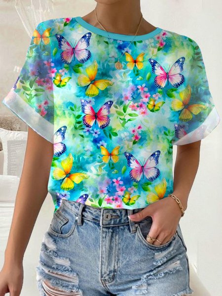 Women's Short Sleeve Tee T-shirt Summer Butterfly Crew Neck Daily Going Out Casual Top Blue, T-Shirts
Women's Short Sleeve Tee T-shirt Summer Butterfly Crew Neck Daily Going Out Casual Top Blue, T-Shirts