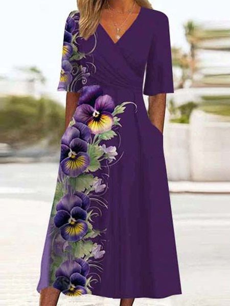 Women's Half Sleeve Summer Floral Knitted V Neck Daily Going Out Casual Midi X-Line Purple Dress, Dresses
Women's Half Sleeve Summer Floral Knitted V Neck Daily Going Out Casual Midi X-Line Purple Dress, Dresses