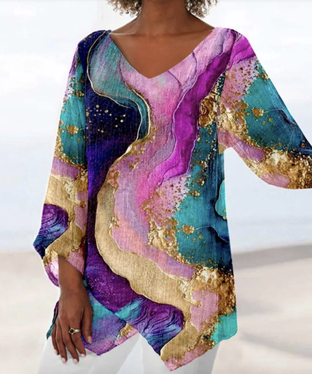 V Neck Half Sleeve Random Print Regular Loose Blouse For Women, Multicolor, Blouses
V Neck Half Sleeve Random Print Regular Loose Blouse For Women, Multicolor, Blouses