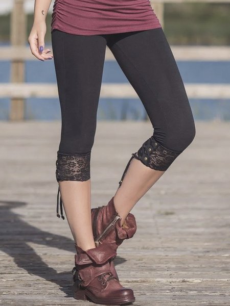 Women's Elastic Waist Casual Plain Jersey Summer Lace-up Capris Leggings, Black, Leggings
Women's Elastic Waist Casual Plain Jersey Summer Lace-up Capris Leggings, Black, Leggings