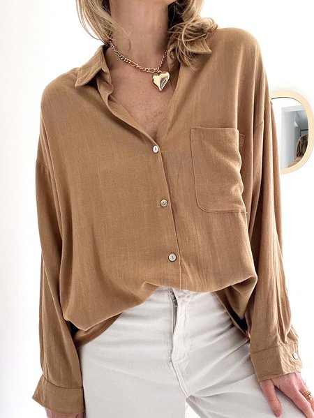 Shirt Collar Long Sleeve Plain Buttoned Regular Loose Shirt For Women, Mustard, Shirts
Shirt Collar Long Sleeve Plain Buttoned Regular Loose Shirt For Women, Mustard, Shirts