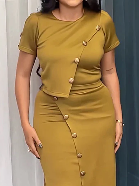 Medium Elasticity Urban Crew Neck Short Sleeve Blouse, Yellow brown, Blouses and Shirts
Medium Elasticity Urban Crew Neck Short Sleeve Blouse, Yellow brown, Blouses and Shirts